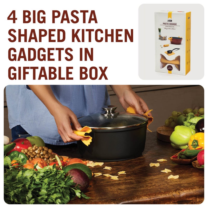 Monkey Business Pasta Grande - Fun Pasta Shaped Silicone Kitchen Tools in a Gift Box / 4 of our Pasta-shaped kitchen gadgets in one festive giftbox/Farfalloni, Ravioli, Penneli & Mafaldine/by Monkey Business - Image 2
